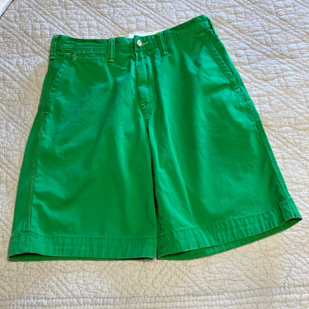 Polo Ralph Lauren Relaxed Fit Flat Green Cotton Sz 32” 5 Pockets Zip Button Fly